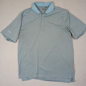 PING Mens‎ Golf Polo Shirt Short Sleeve Striped Blue Grey Size Large L